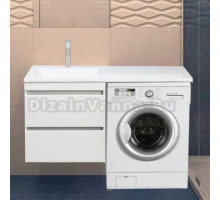 Тумба с раковиной Style Line Даллас 120 Люкс Plus подвесная, белая, эмаль