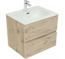 Тумба с раковиной Aquanet Алвита new 60 подвесная, дуб веллингтон белый, с ящиками