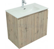 Тумба с раковиной Aquanet Алвита new 80 подвесная, дуб веллингтон белый, с дверками