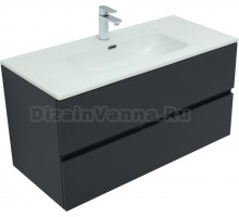 Тумба с раковиной Aquanet Алвита new 100 подвесная, антрацит, с ящиками