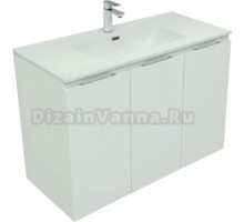 Тумба с раковиной Aquanet Алвита new 100 подвесная, белая матовая, с дверками
