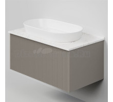 Тумба под раковину со столешницей La Fenice Terra 80 подвесная, cappuccino, бежевая матовая, столешница белый мрамор