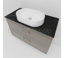 Тумба под раковину со столешницей La Fenice Cubo Twin 80 подвесная, cappuccino, бежевая матовая, столешница черный мрамор