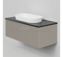 Тумба под раковину со столешницей La Fenice Terra 100 подвесная, cappuccino, бежевая матовая, столешница черный мрамор