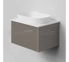 Тумба под раковину со столешницей La Fenice Terra 60 подвесная, cappuccino, бежевая матовая, столешница белый мрамор
