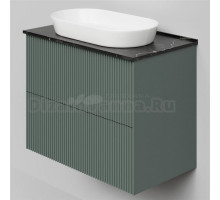 Тумба под раковину со столешницей La Fenice Terra Twin 80 подвесная, grigio, серо-зеленая матовая, столешница черный мрамор