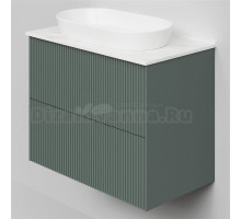 Тумба под раковину со столешницей La Fenice Terra Twin 80 подвесная, grigio, серо-зеленая матовая, столешница белый мрамор