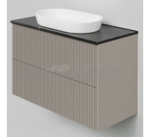 Тумба под раковину со столешницей La Fenice Terra Twin 100 подвесная, cappuccino, бежевая матовая, столешница черный мрамор