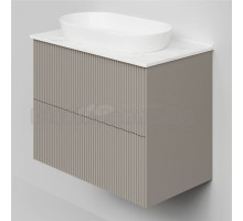 Тумба под раковину со столешницей La Fenice Terra Twin 80 подвесная, cappuccino, бежевая матовая, столешница белый мрамор