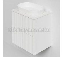 Тумба под раковину со столешницей La Fenice Terra Twin 60 подвесная, bianco, белая матовая, столешница белый мрамор