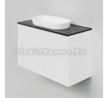 Тумба под раковину со столешницей La Fenice Terra Twin 100 подвесная, bianco, белая матовая, столешница черный мрамор