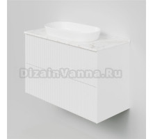 Тумба под раковину со столешницей La Fenice Terra Twin 100 подвесная, bianco, белая матовая, столешница белый мрамор