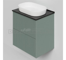 Тумба под раковину со столешницей La Fenice Terra Twin 60 подвесная, grigio, серо-зеленая матовая, столешница черный мрамор