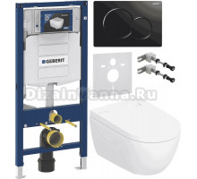 Комплект Умный унитаз Geberit AquaClean Alba + Инсталляция Duofix UP 320 111.300.00.5 + Кнопка Sigma 01 115.770.DW.5 черная + Звукоизоляция 156.050.00.1 + Крепления 111.815.00.1 к стене