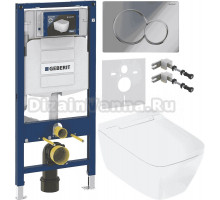 Комплект Умный унитаз Geberit AquaClean Sela Square + Инсталляция Duofix UP 320 111.300.00.5 + Кнопка Sigma 01 115.770.21.5 хром + Звукоизоляция 156.050.00.1 + Крепления 111.815.00.1 к стене