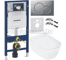 Комплект Умный унитаз Geberit AquaClean Sela Square + Инсталляция Duofix UP 320 111.300.00.5 + Кнопка Sigma 01 115.770.JQ.5 лакированная, матовый хром + Звукоизоляция 156.050.00.1 + Крепления 111.815.00.1 к стене