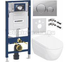 Комплект Умный унитаз Geberit AquaClean Alba + Инсталляция Duofix UP 320 111.300.00.5 + Кнопка Sigma 20 115.882.JQ.1 хром матовый, хром глянцевый + Звукоизоляция 156.050.00.1 + Крепления 111.815.00.1 к стене
