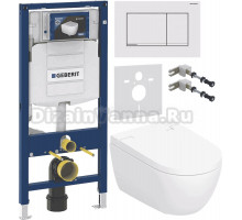Комплект Умный унитаз Geberit AquaClean Alba + Инсталляция Duofix UP 320 111.300.00.5 + Кнопка Sigma 30 115.883.JT.1 белая матовая, хром глянцевый + Звукоизоляция 156.050.00.1 + Крепления 111.815.00.1 к стене