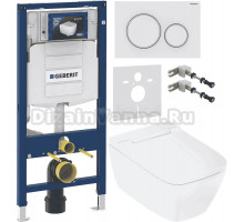 Комплект Умный унитаз Geberit AquaClean Sela Square + Инсталляция Duofix UP 320 111.300.00.5 + Кнопка Sigma 20 115.882.11.1 белая + Звукоизоляция 156.050.00.1 + Крепления 111.815.00.1 к стене