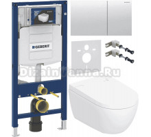 Комплект Умный унитаз Geberit AquaClean Alba + Инсталляция Duofix UP 320 111.300.00.5 + Кнопка Sigma 70 115.622.FW.1 матовая нержавеющая сталь + Звукоизоляция 156.050.00.1 + Крепления 111.815.00.1 к стене