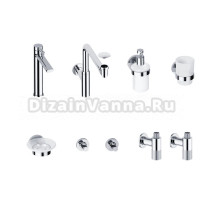 Комплект для раковины Wellsee ONCE! and forever 201000436 с сифоном, донным клапаном, угловыми вентилями и набором аксессуаров для ванной, хром