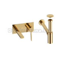 Комплект для раковины Wellsee ONCE! and forever 201000458 С ВНУТРЕННЕЙ ЧАСТЬЮ, сифоном и донным клапаном, золото