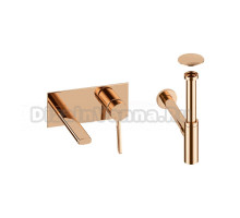 Комплект для раковины Wellsee ONCE! and forever 201000489 С ВНУТРЕННЕЙ ЧАСТЬЮ, сифоном и донным клапаном, розовое золото