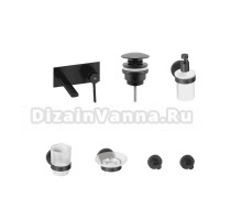 Комплект для раковины Wellsee ONCE! and forever 201000507 С ВНУТРЕННЕЙ ЧАСТЬЮ, донным клапаном и аксессуарами для ванной, черный матовый