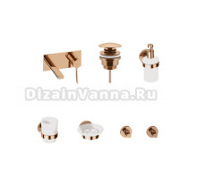 Комплект для раковины Wellsee ONCE! and forever 201000509 С ВНУТРЕННЕЙ ЧАСТЬЮ, донным клапаном и аксессуарами для ванной, розовое золото