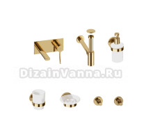 Комплект для раковины Wellsee ONCE! and forever 201000518 С ВНУТРЕННЕЙ ЧАСТЬЮ, с сифоном, донным клапаном и аксессуарами для ванной, золото