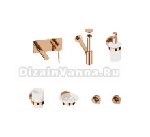 Комплект для раковины Wellsee ONCE! and forever 201000519 С ВНУТРЕННЕЙ ЧАСТЬЮ, с сифоном, донным клапаном и аксессуарами для ванной, розовое золото