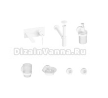 Комплект для раковины Wellsee ONCE! and forever 201000520 С ВНУТРЕННЕЙ ЧАСТЬЮ, с сифоном, донным клапаном и аксессуарами для ванной, белый матовый