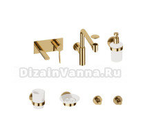 Комплект для раковины Wellsee ONCE! and forever 201000558 С ВНУТРЕННЕЙ ЧАСТЬЮ, с сифоном, донным клапаном и аксессуарами для ванной, золото