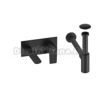 Комплект для раковины Wellsee ICON! for life 201000452 С ВНУТРЕННЕЙ ЧАСТЬЮ, сифоном и донным клапаном, черный матовый