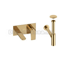 Комплект для раковины Wellsee ICON! for life 201000483 С ВНУТРЕННЕЙ ЧАСТЬЮ, сифоном и донным клапаном, золото