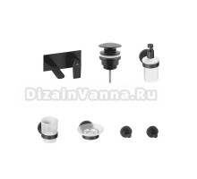 Комплект для раковины Wellsee ICON! for life 201000502 С ВНУТРЕННЕЙ ЧАСТЬЮ, донным клапаном и аксессуарами для ванной, черный матовый