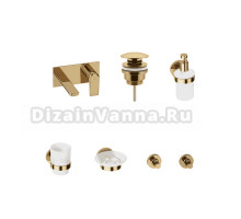 Комплект для раковины Wellsee ICON! for life 201000503 С ВНУТРЕННЕЙ ЧАСТЬЮ, донным клапаном и аксессуарами для ванной, золото