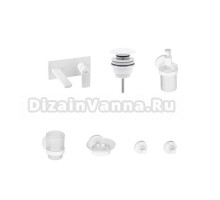 Комплект для раковины Wellsee ICON! for life 201000505 С ВНУТРЕННЕЙ ЧАСТЬЮ, донным клапаном и аксессуарами для ванной, белый матовый