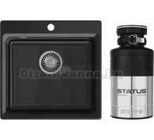 Комплект Мойка GranFest Level LV-510 черная + Измельчитель Status ECO 75