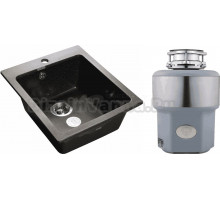 Комплект Мойка GranFest Practik P505 черный + Измельчитель Status Premium 300