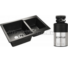 Комплект Мойка GranFest Practik P780K черный + Измельчитель Status ECO 75
