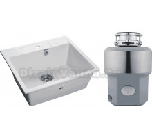 Комплект Мойка GranFest Quadro GF-Q561 иней + Измельчитель Status Premium 300