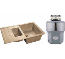 Комплект Мойка GranFest Quadro GF-Q775KL песочный + Измельчитель Status Premium 300