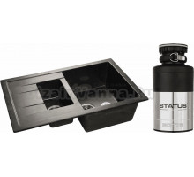 Комплект Мойка GranFest Quadro Q-775 KL черная + Измельчитель Status ECO 75