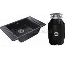 Комплект Мойка GranFest Quarz Z 71 черная + Измельчитель Bone Crusher BC 810-AS