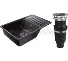 Комплект Мойка GranFest Quarz Z 72 черная + Измельчитель Bone Crusher BC 610-AS