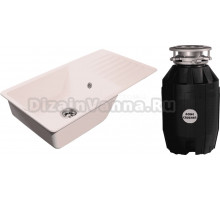 Комплект Мойка GranFest Quarz Z 73 белая + Измельчитель Bone Crusher BC 810-AS