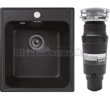 Комплект Мойка GranFest Quarz Z17 черный + Измельчитель Bone Crusher BC 910-SL-Slim Line