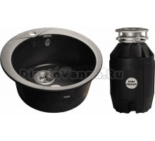 Комплект Мойка GranFest Rondo GF-R480 черный + Измельчитель Bone Crusher BC 810-AS