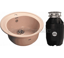 Комплект Мойка GranFest Rondo GF-R510 светло-розовая + Измельчитель Bone Crusher BC 810-AS